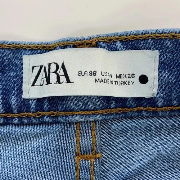 Zara the HW kick high waist distressed hem high medium wash blue jeans  XS - Picture 3 of 16